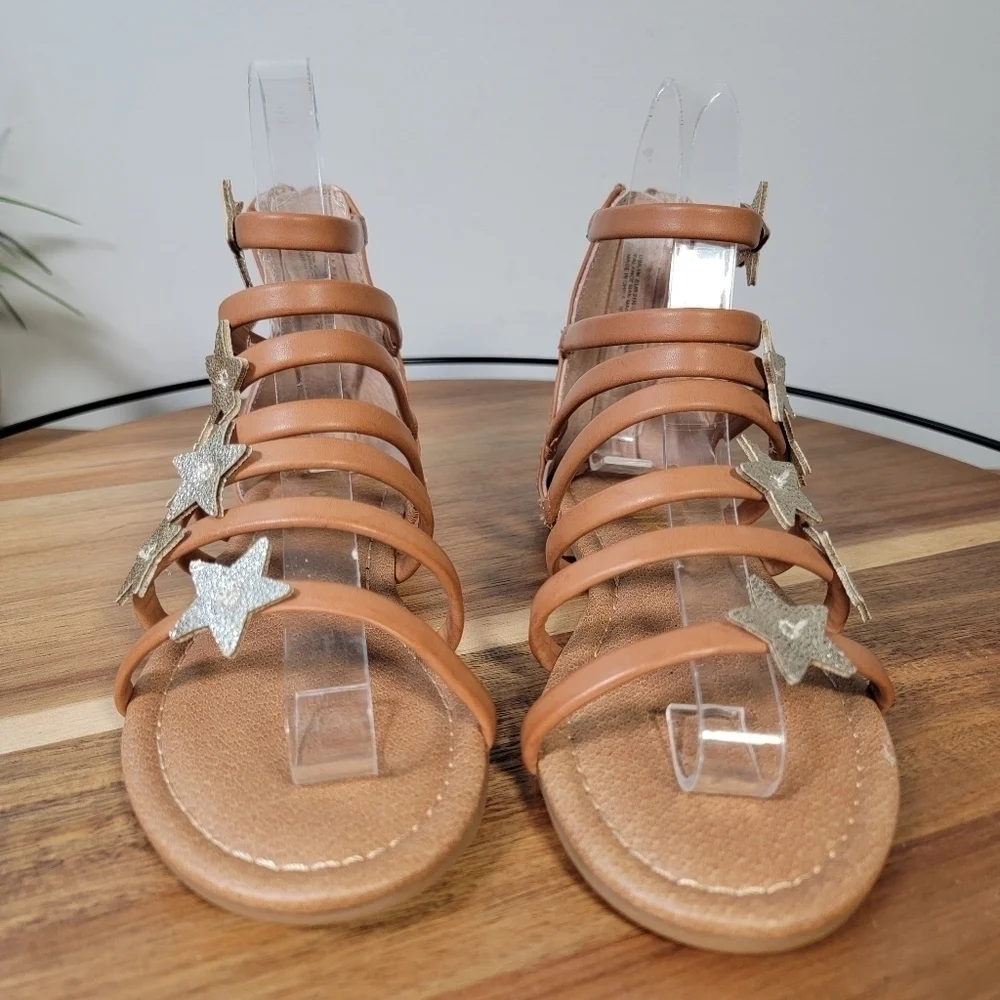 Kidpik Gold Stars Gladiator Sandals Size 1